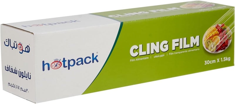 Hotpack فيلم لاصق هوت باك - 307 متر طول، 30 سم عرض، غلاف بلاستيكي شفاف للطعام - Image 3